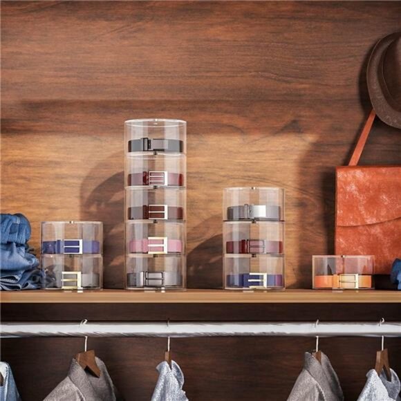 NIUBEE Belt Organizer, Acrylic 5 Layers Belt Case Storage Holder and Display - Picture 4 of 7